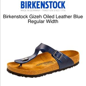 Birkenstock Oiled Blue leather/suede/cork Gizeh Sandal